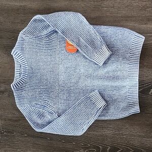 Boys soft light blue and white winter sweater. Size 8. NWT